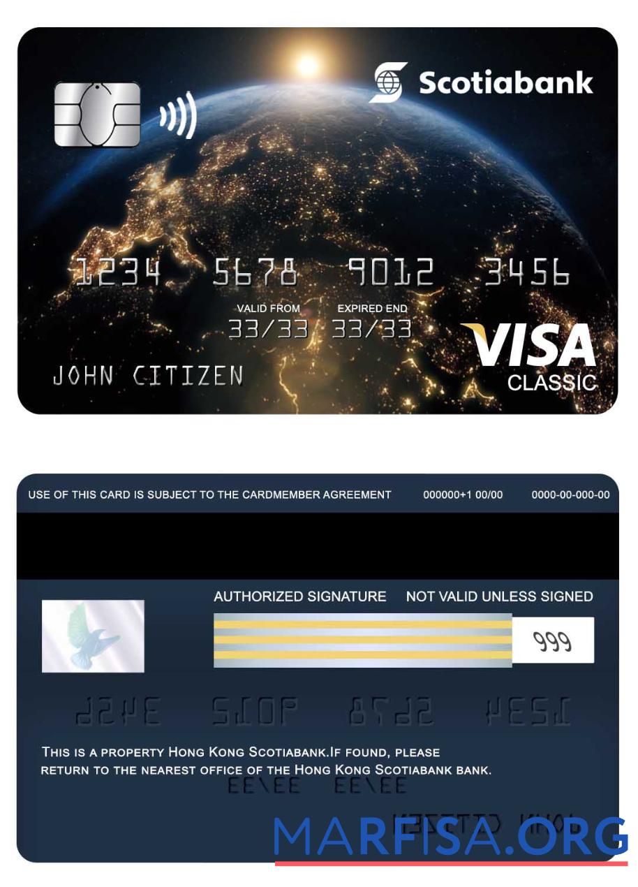 Blank Hong Kong Scotiabank visa classic card sample